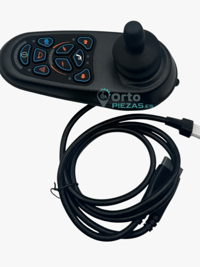 Mando VR2 Quickie para silla de ruedas eléctrica – vista frontal con joystick y botones.