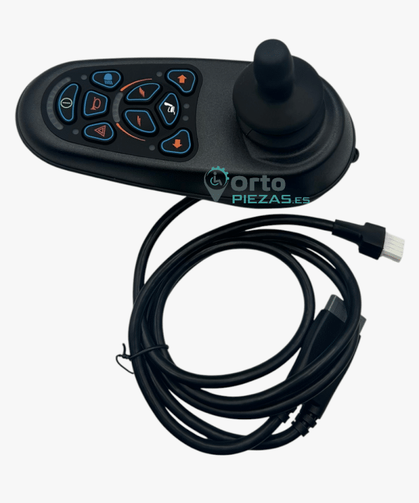 Mando VR2 Quickie para silla de ruedas eléctrica – vista frontal con joystick y botones.