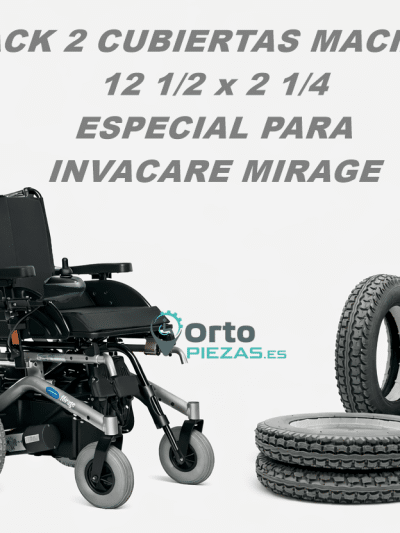 Invacare Mirage Pack 2x Cubiertas macizas 12 1/2 ×2 1/4 (ETRTO 62-203) – Antipinchazos
