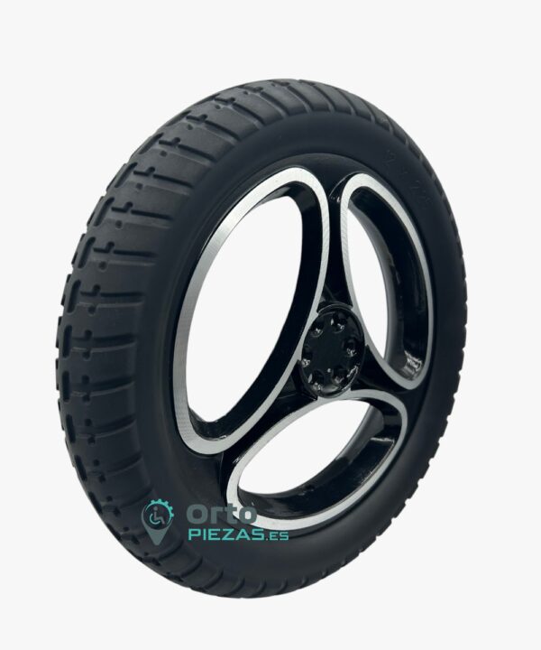 Rueda trasera maciza completa original para Libercar Aura con llanta de aluminio